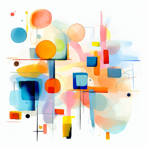 Clipart shapes in the style of Impressionistic Art, on a white background