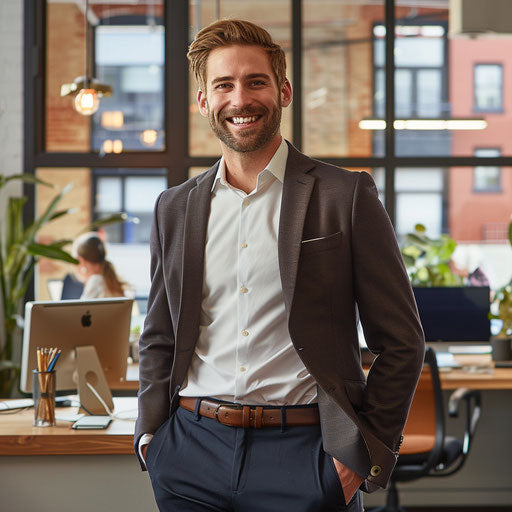 Professionals in casual attire in a relaxed office setting