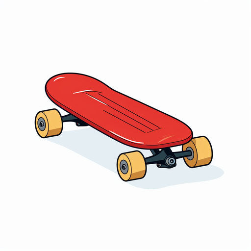 Minimalist skateboard clipart on white background