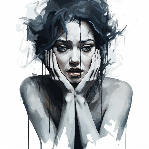 Nervous clipart in the style of Chiaroscuro Art, on a white background