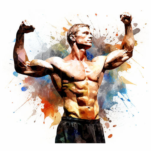 Fitness illustration in the style of oil painting, on white background