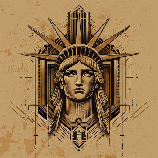 Art Deco tattoo sketch of the Statue of Liberty