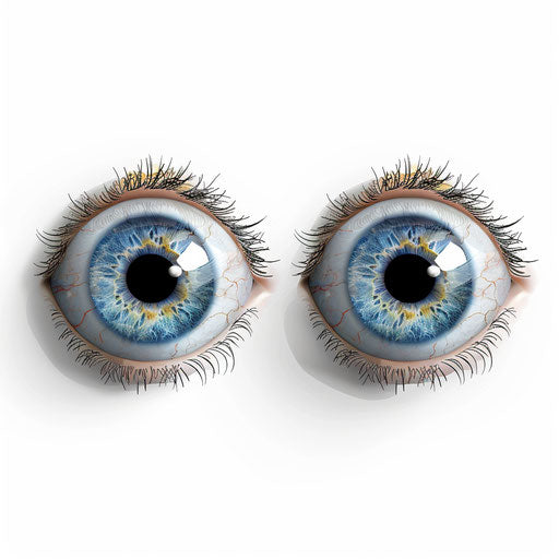 Realistic eye illustration on white flat background