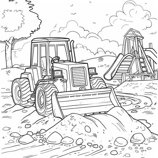 A playful bulldozer at a children's playground