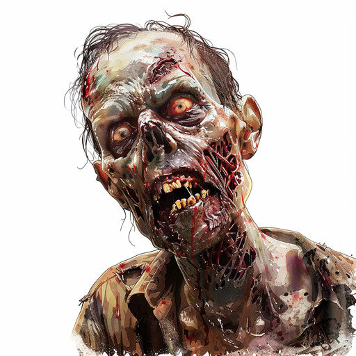 Realistic zombie clipart on a flat white background