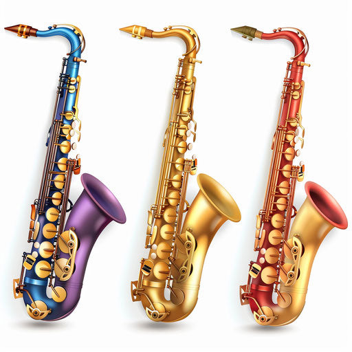 Realistic saxophone clipart on white background