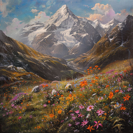 Nanda Devi with wildflowers in the foreground