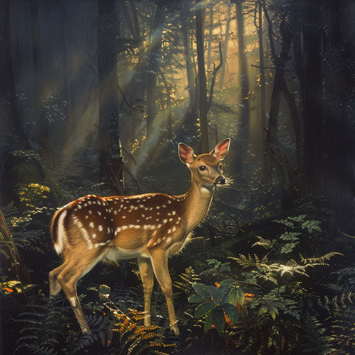 Yezo sika deer standing in a clearing