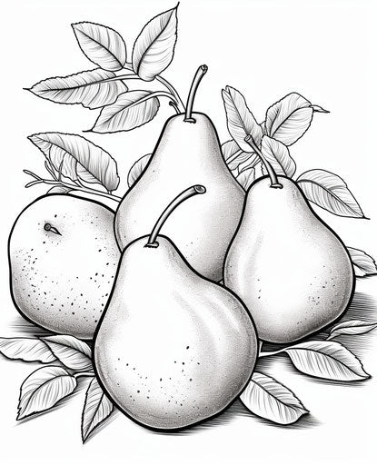 Pear Coloring Page 2 Fruit Coloring Pages, Precisionist Style Lines and Shapes, Expressive Line Use 25:31