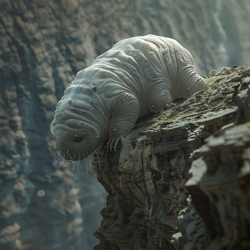 Tardigrade on a microscopic cliffside