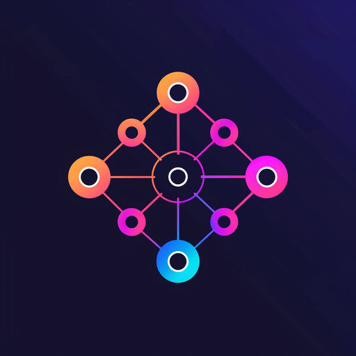 Digital logo with network theme for a tech product or service