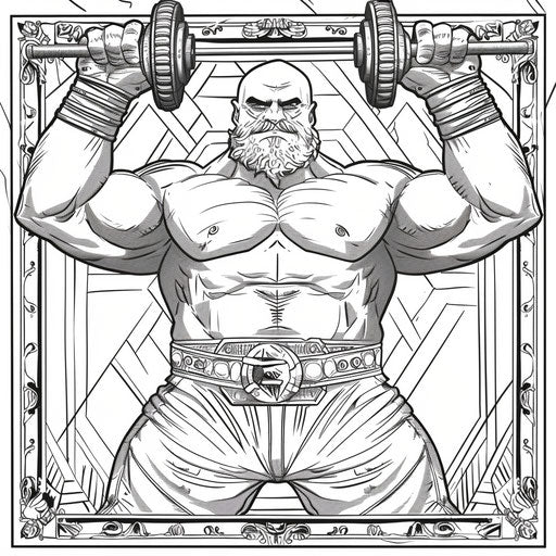 Circus strongman effortlessly lifting heavy weights