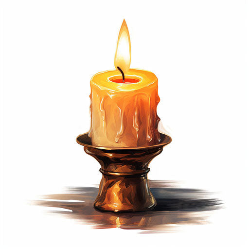 Candle clipart in the style of oil painting on white background