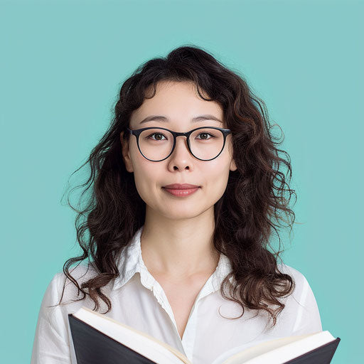 Realistic teacher clipart on flat, serene aqua background