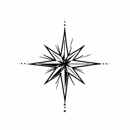 North Star, simple and clean flat tattoo sketch in a single bold color on white background