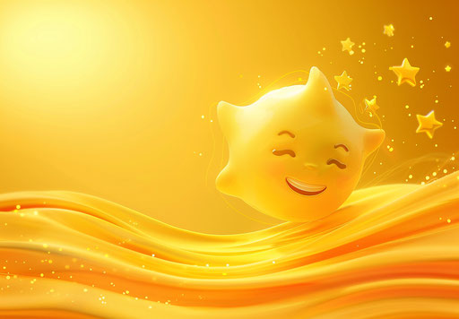 Animated happy emoji with flying stars