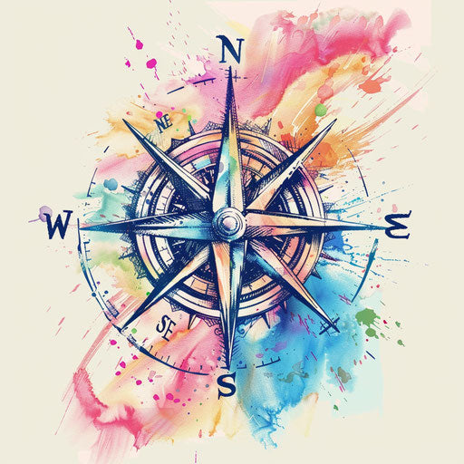 Bold tattoo sketch of a compass rose