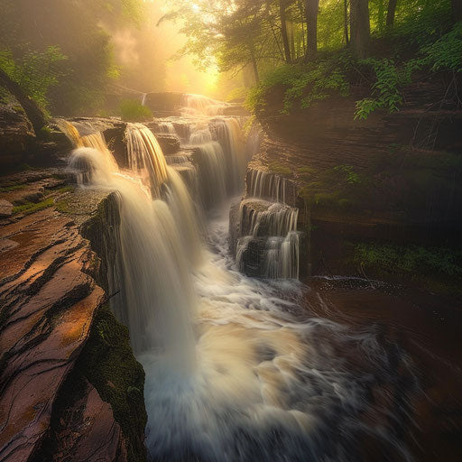 Waterfalls of Porcupine Mountains, Michigan, in William Patino style