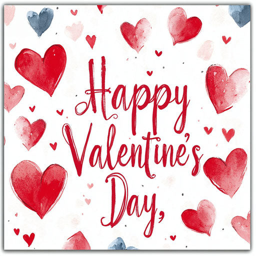 Happy Valentine's Day surrounded by hearts on white