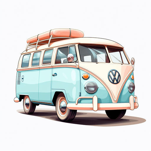 Van clipart in the style of Pastel Colors Art, on a white background