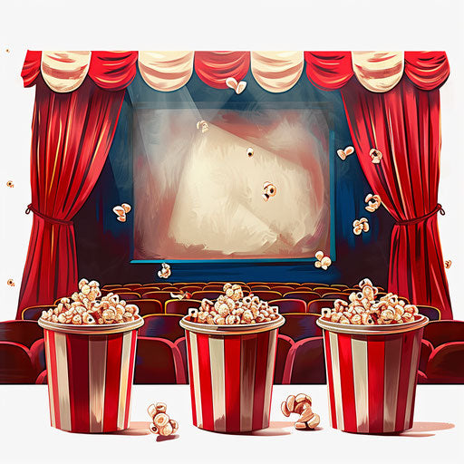 Movie theater clipart with realistic style and lighting