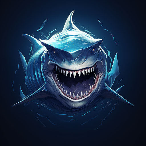 Blue shark logo to download, in the style of Andreas Rocha