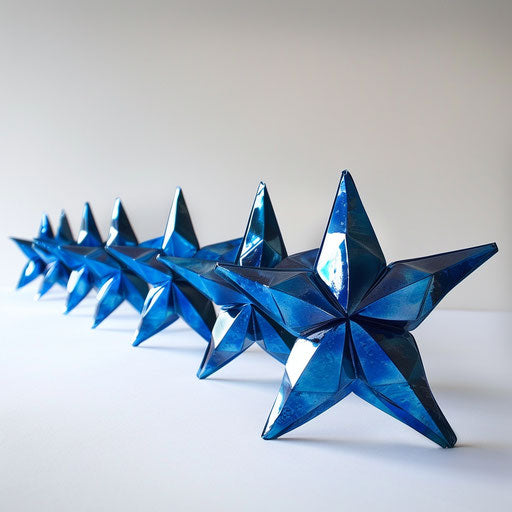 Blue stars in line, crisp lines, sparklecore