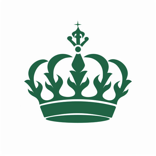 Green and white crown logo on clean background