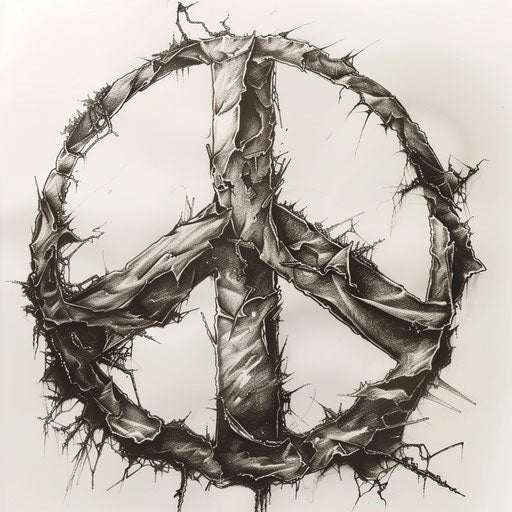 Edgy sketch of peace tattoo in punk rock style
