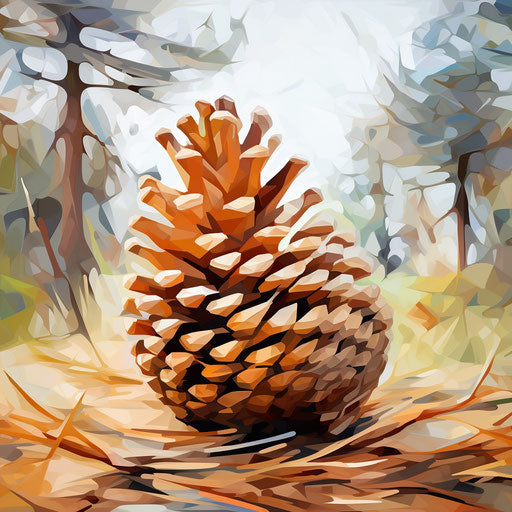 Pinecone clipart in the style of Impressionistic Art, on a white background