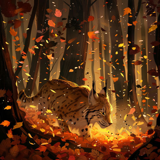 Lynx in the autumnal forest