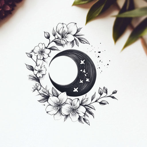 Lovely couple tattoo sketch with yin-yang symbol and floral patterns