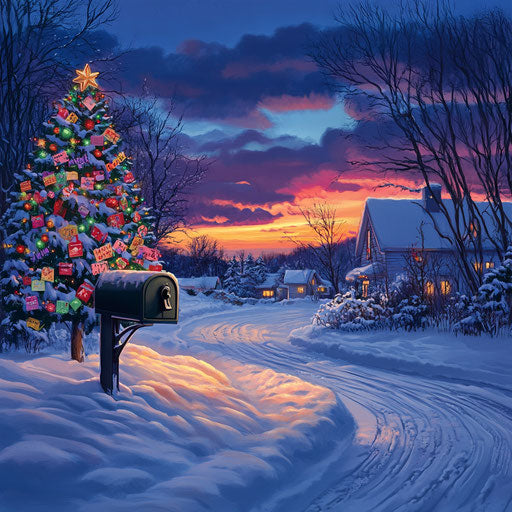 Snowy landscape at dusk