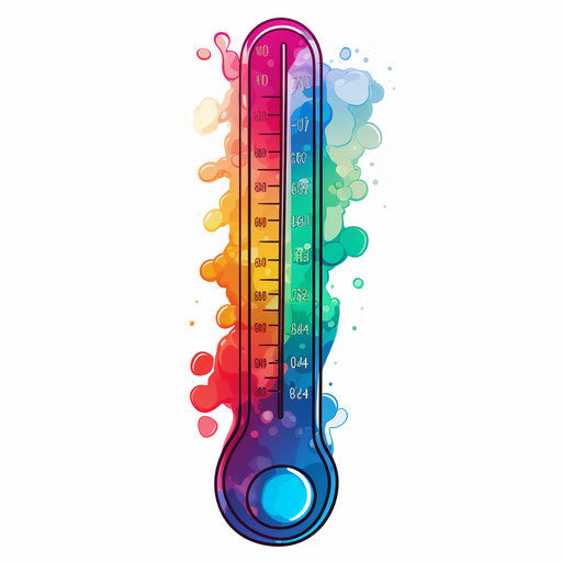 Thermometer illustration in the style of Chiaroscuro Art, on white background