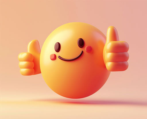 Thumbs up emoji in light orange and light indigo style