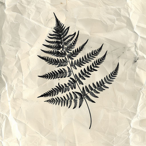 Vintage etching style fern tattoo on white vintage paper