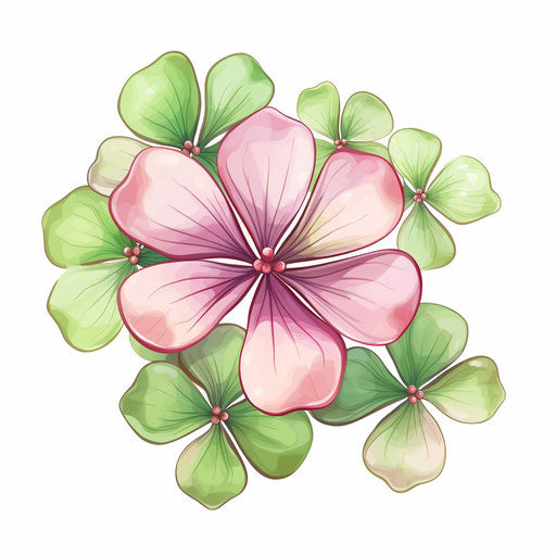 Clover in Pastel Colors Art style, on white background