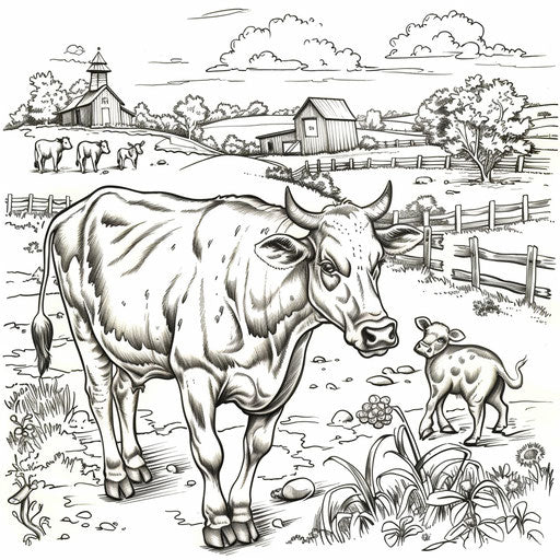 Farm animals in a playful scene