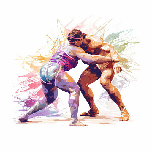 Wrestling clip art in Pastel Colors Art style