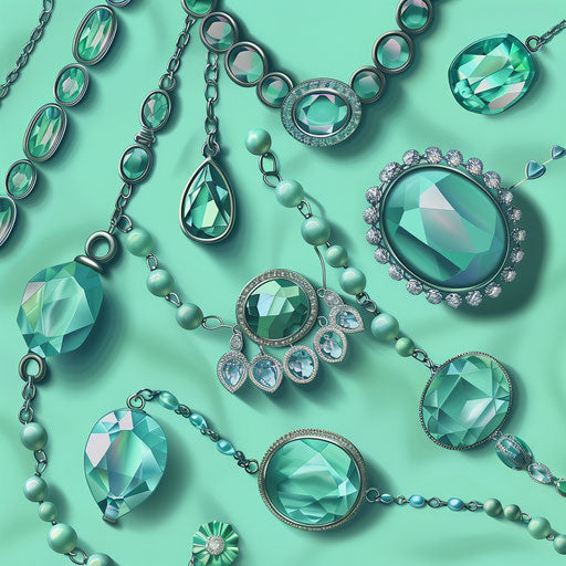 Realistic jewelry clipart on flat turquoise background
