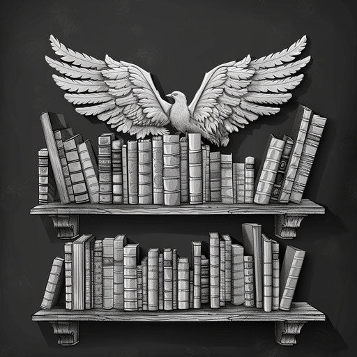 Realistic bookshelf clipart on random colored background