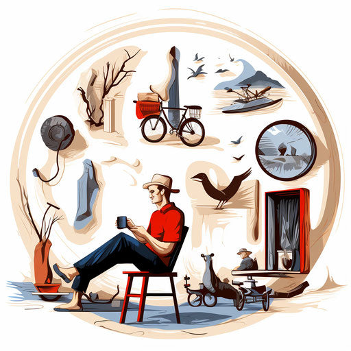 Life illustration in the style of Chiaroscuro Art, on white background