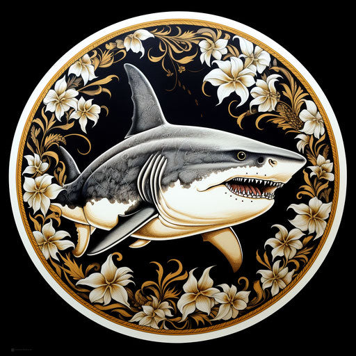 Black and White Shark Drawing for Adults