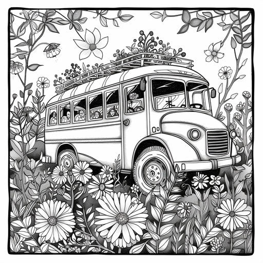Printable Bus Coloring Page Art
