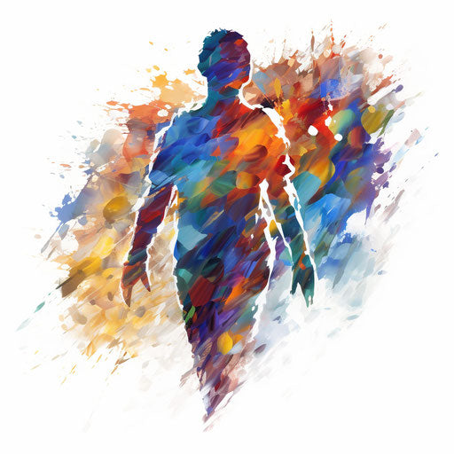 Silhouette of person in Impressionistic Art style on white background