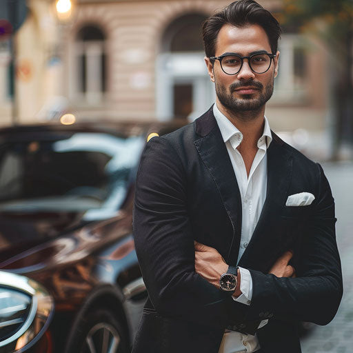 Businessman in front of a luxury car