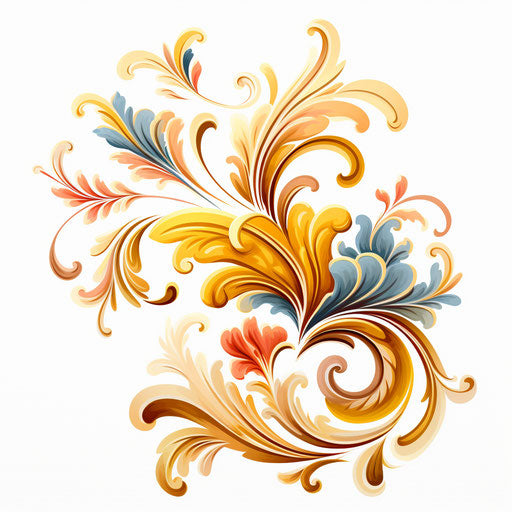 Ornament clipart in Oil painting style on white background