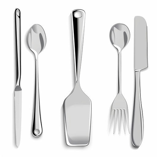 Realistic spatula clipart on white background with shadows