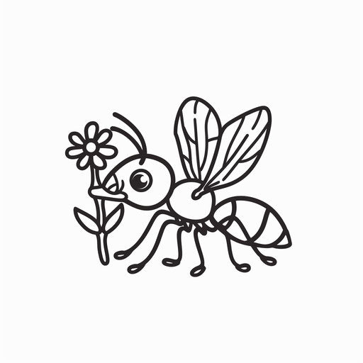 Ant holding a small flower