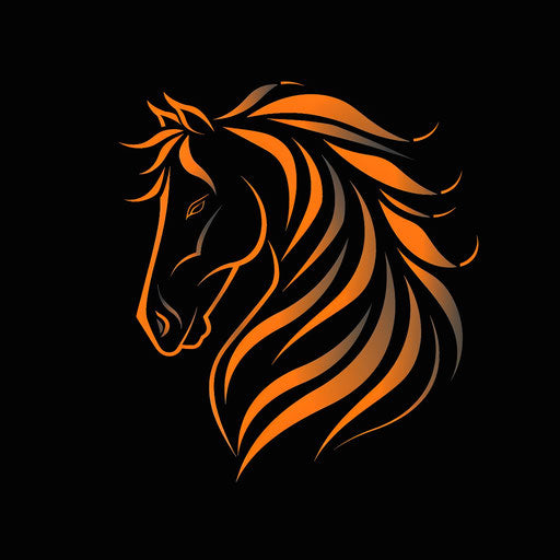 Contemporary horse logo with abstract elements on black background